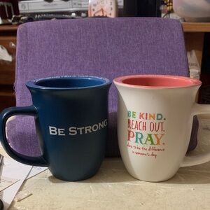 Set of 2 Motivational Mug Duo - Navy and White Inspirational) (New unused)